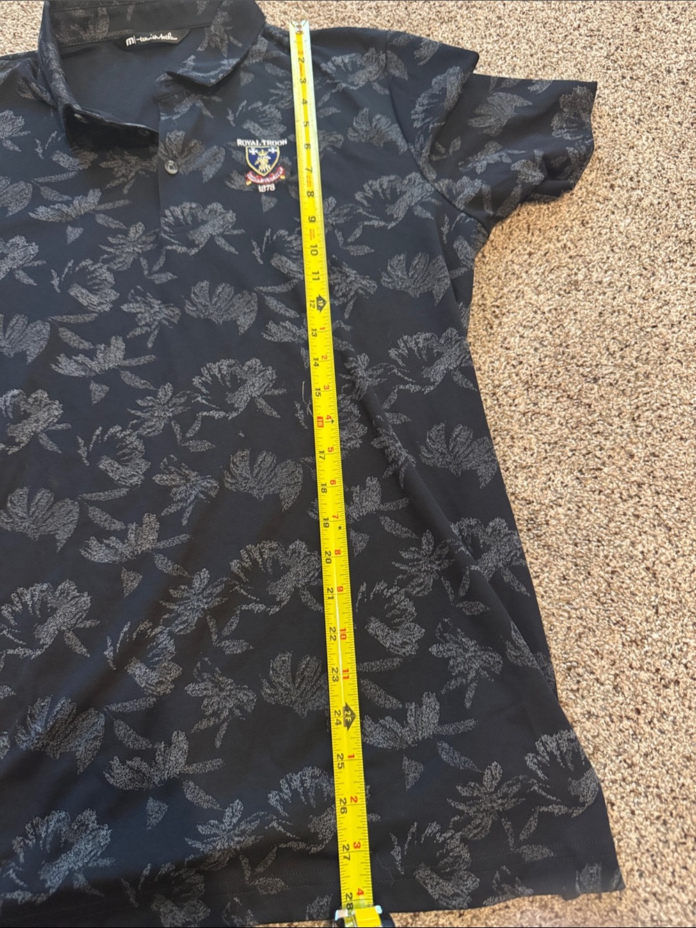 Travis Mathew Black Floral All-over-print Polo size L- Royal Troon Embroidered - Picture 4 of 6